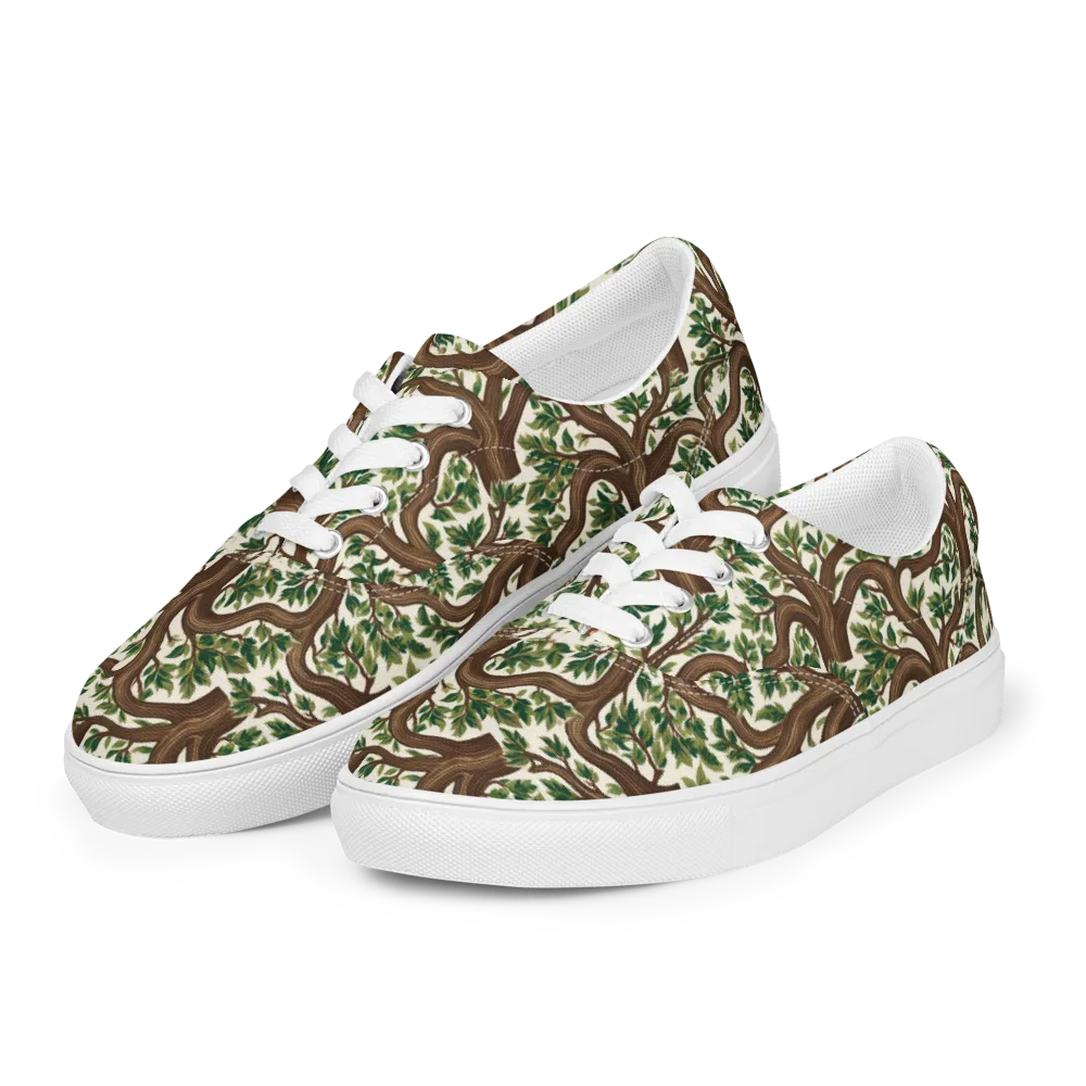 Verdant Boughs on Men's Lace-Up Canvas Shoes — Left Front