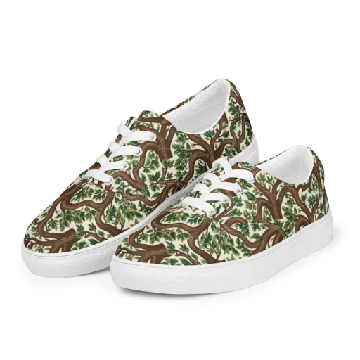 Verdant Boughs on a Men's Lace-Up Canvas Shoes