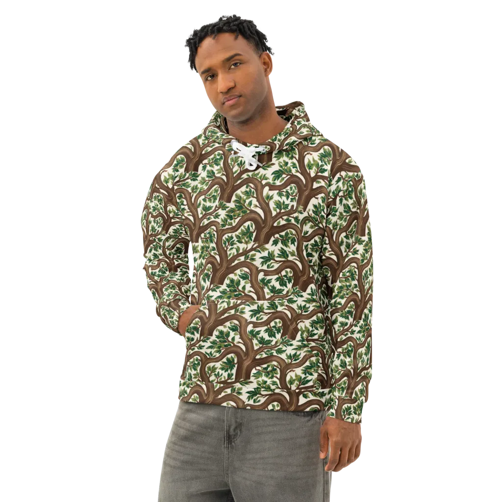 Verdant Boughs on Cotton Hoodie — Left Front