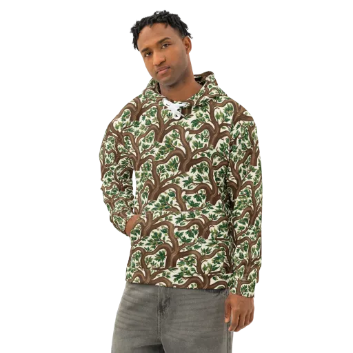 Verdant Boughs on a Cotton Hoodie
