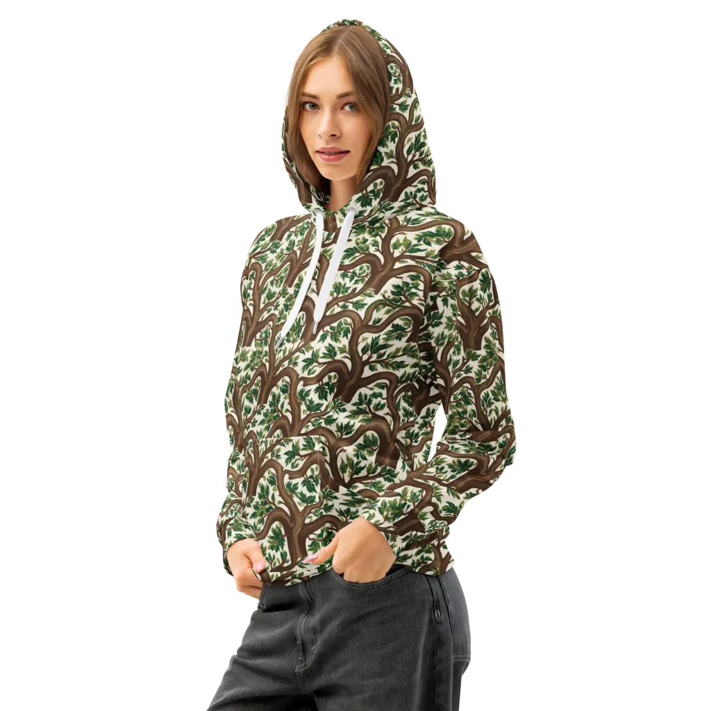 Verdant Boughs on Cotton Hoodie — Left Front