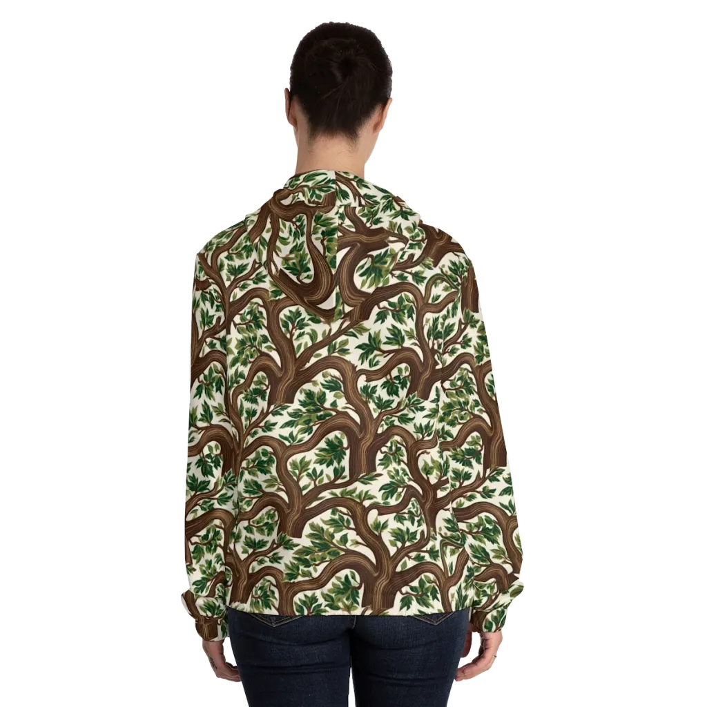 Verdant Boughs on Women's Full-Zip Hoodie — Back On Person