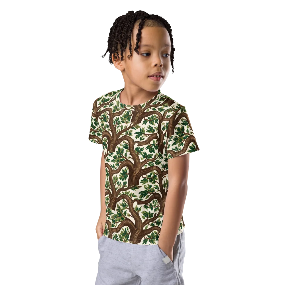 Verdant Boughs on Kids Crew Neck T-Shirt — Left Front