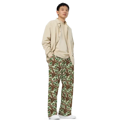 Verdant Boughs on a Wide-Leg Pants