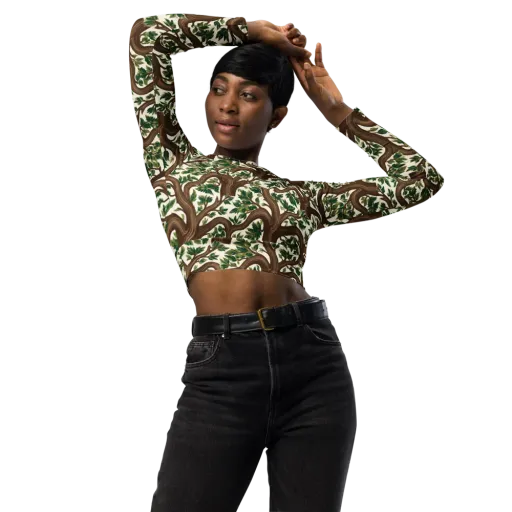 Verdant Boughs on a Long Sleeve Crop Top