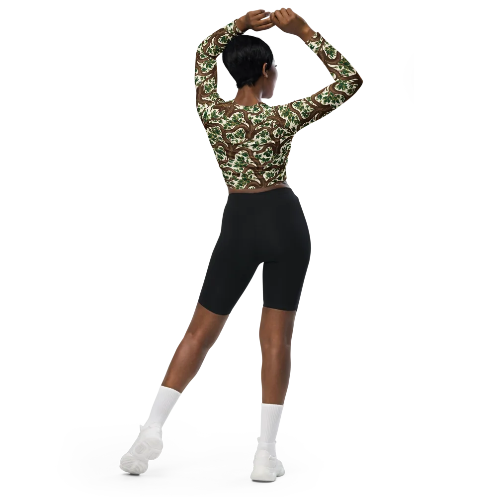 Verdant Boughs on Long Sleeve Crop Top — Back