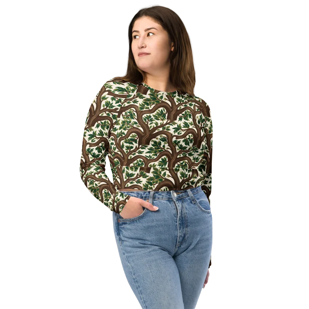 Verdant Boughs on Long Sleeve Crop Top — Front