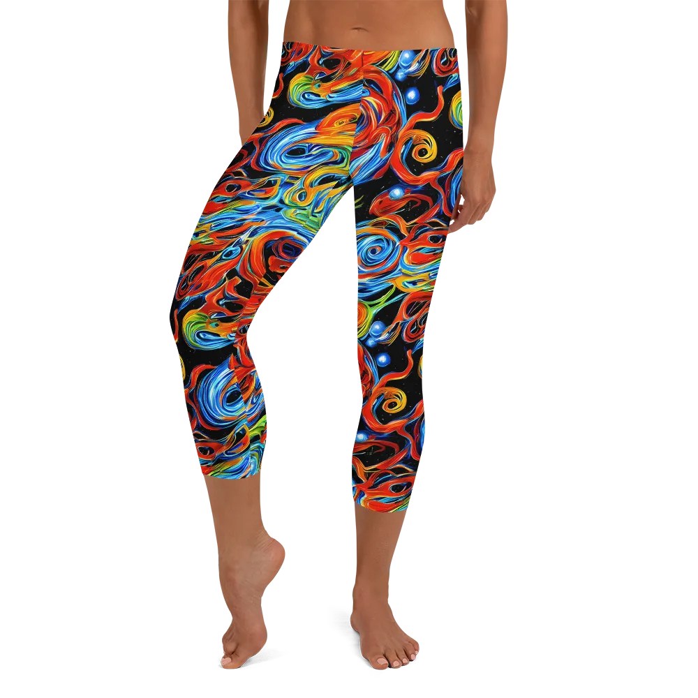 Kaleido Flux on Capri Leggings — Front