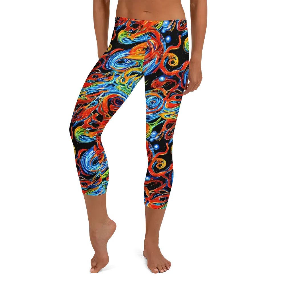 Kaleido Flux on Capri Leggings — Front