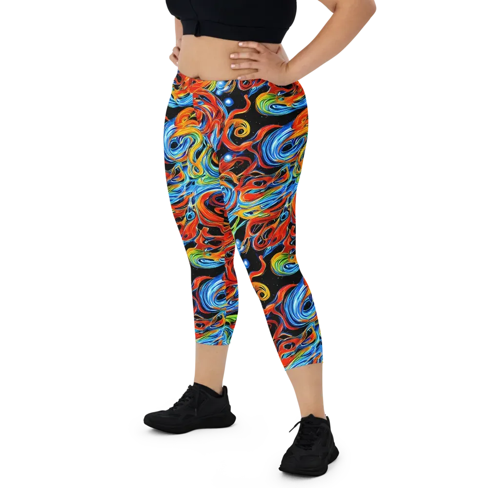 Kaleido Flux on Capri Leggings — Front