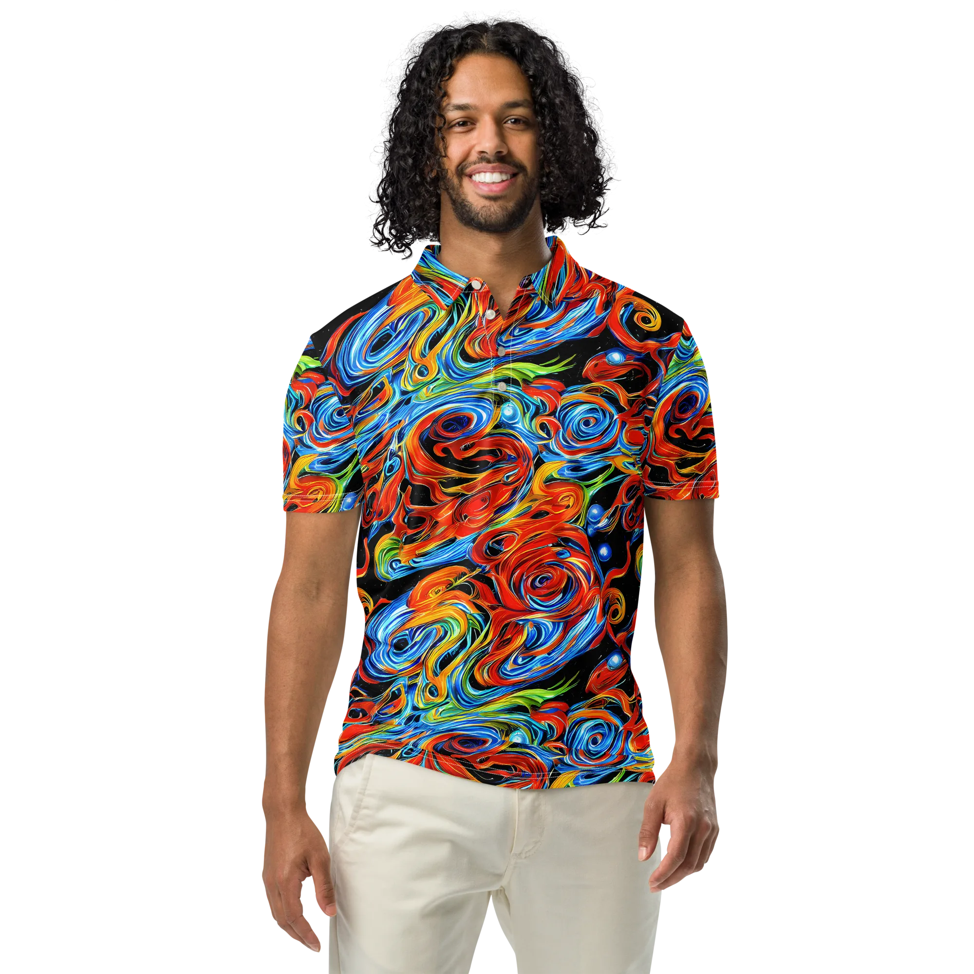 Kaleido Flux on Men's Slim Fit Polo Shirt — Front