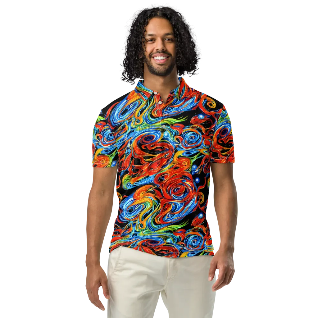 Kaleido Flux on Men's Slim Fit Polo Shirt — Front