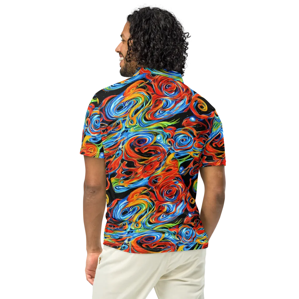 Kaleido Flux on Men's Slim Fit Polo Shirt — Back