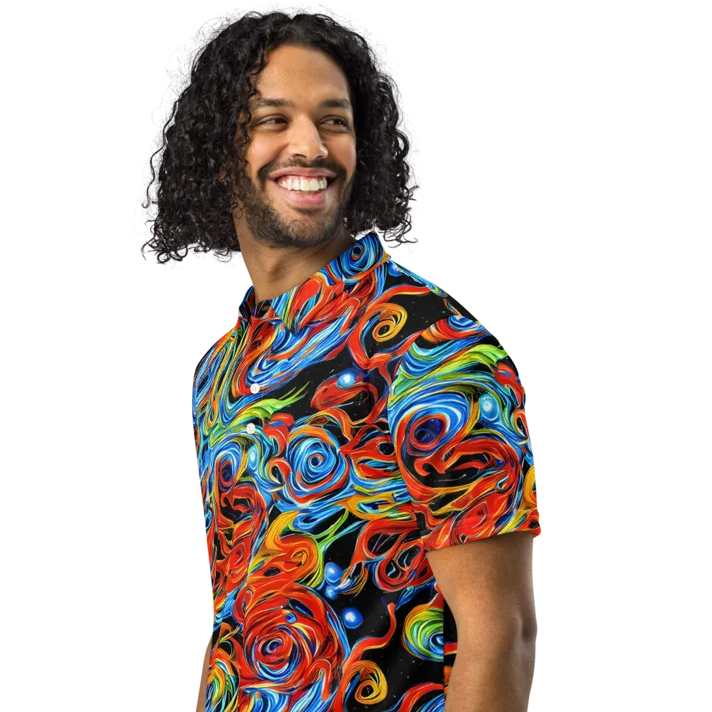 Kaleido Flux on Men's Slim Fit Polo Shirt — Left Front