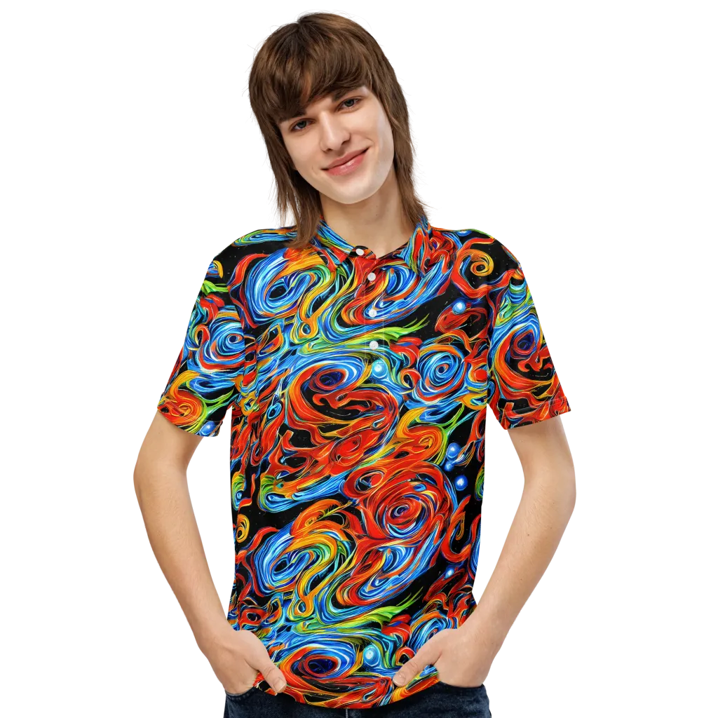 Kaleido Flux on Men's Slim Fit Polo Shirt — Front