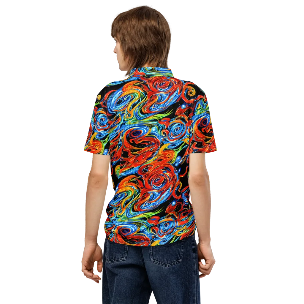 Kaleido Flux on Men's Slim Fit Polo Shirt — Back