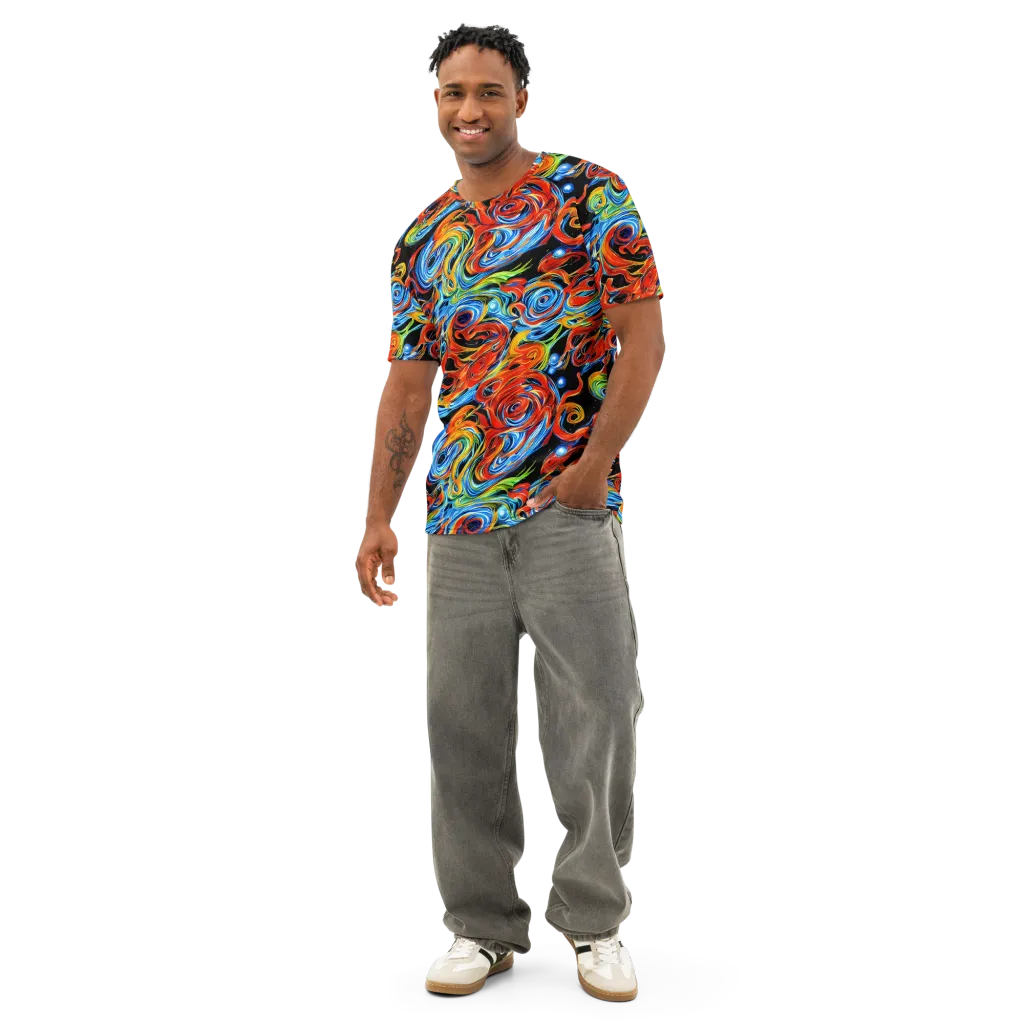 Kaleido Flux on Men's Cotton Crew Neck T-Shirt — Front