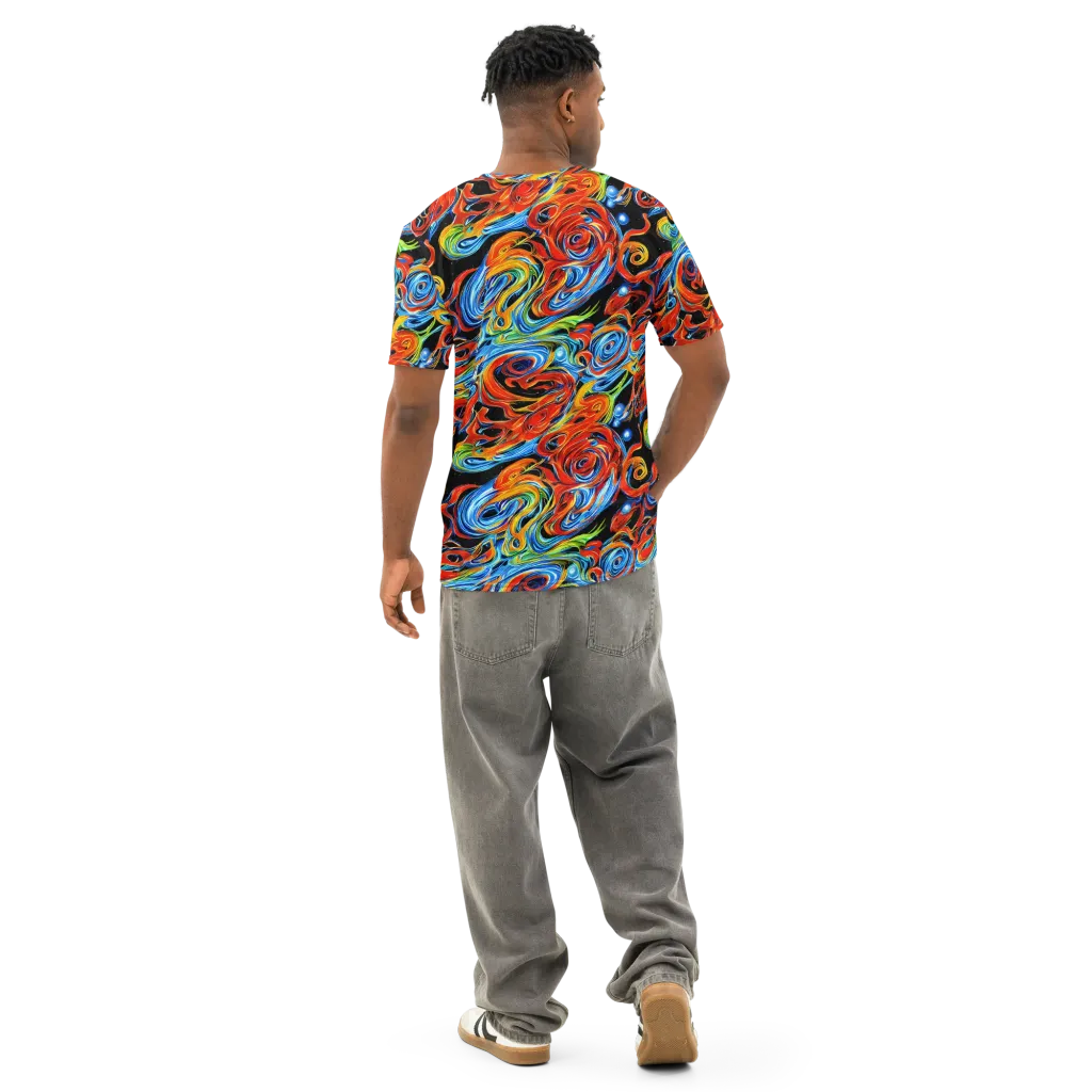 Kaleido Flux on Men's Cotton Crew Neck T-Shirt — Back