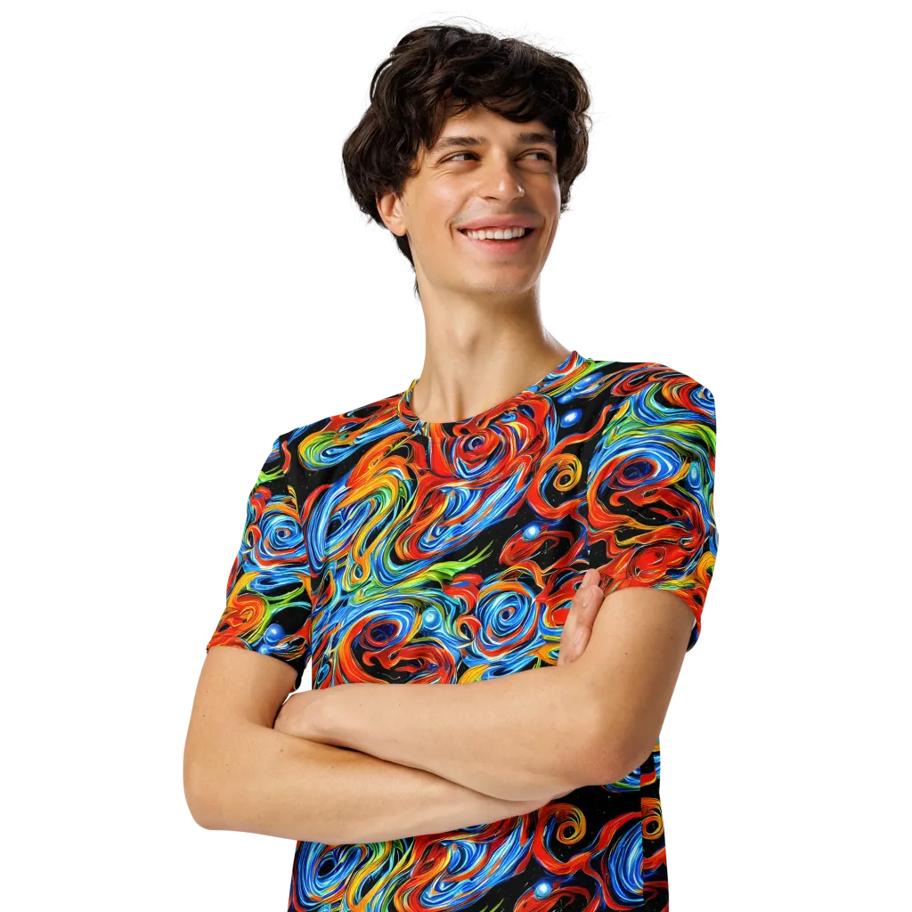 Kaleido Flux on Men's Crew Neck T-Shirt — Left Front