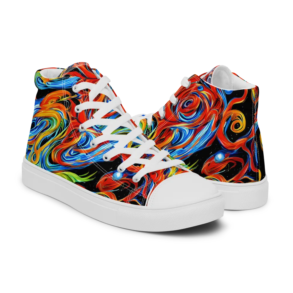 Kaleido Flux on Men's High Top Canvas Shoes — Right