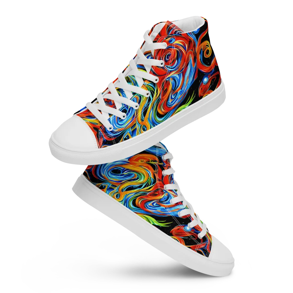 Kaleido Flux on Men's High Top Canvas Shoes — Front