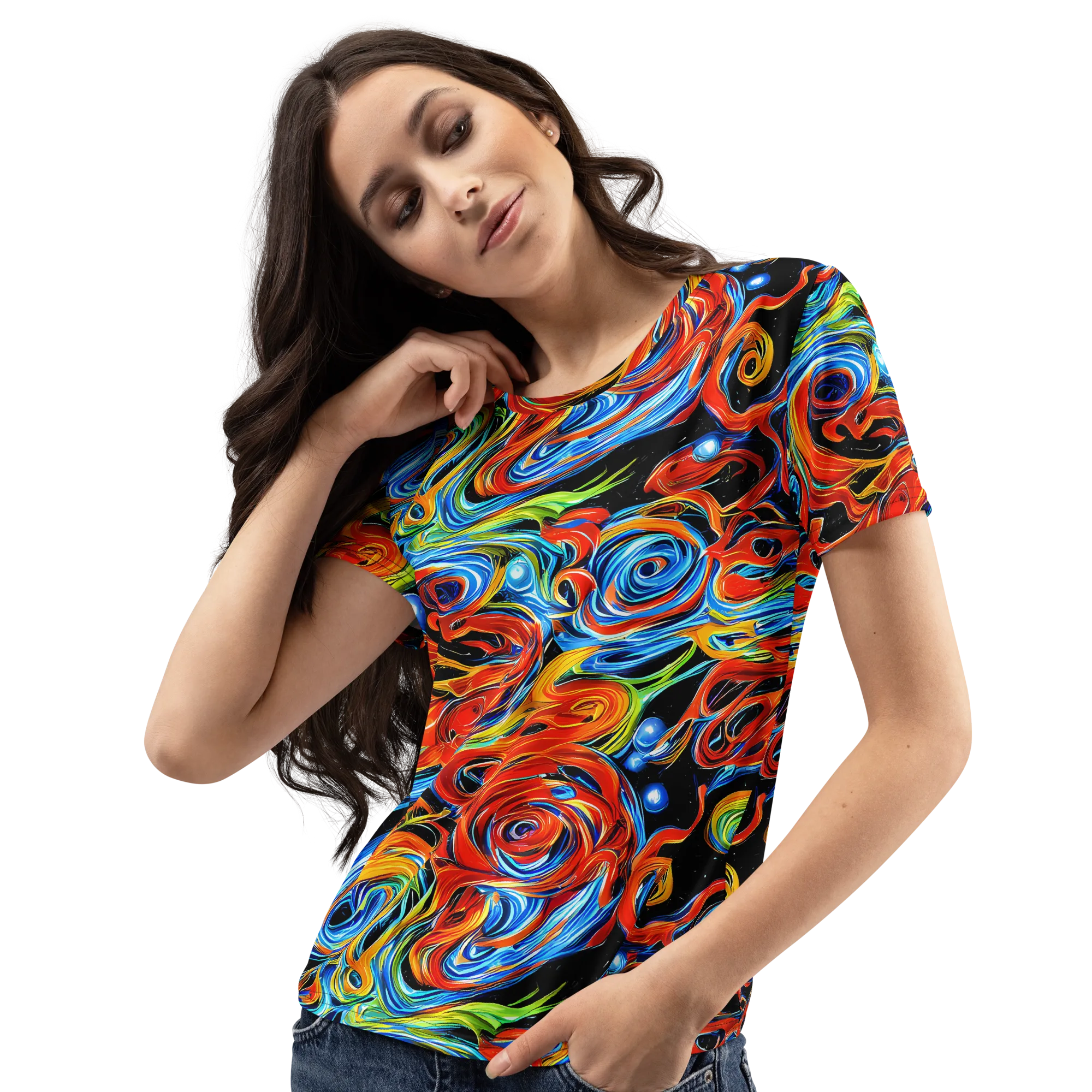 Kaleido Flux on Women's Crew Neck T-Shirt — Left Front