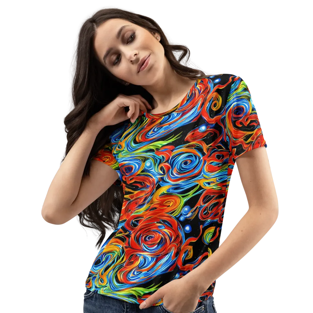 Kaleido Flux on Women's Crew Neck T-Shirt — Left Front
