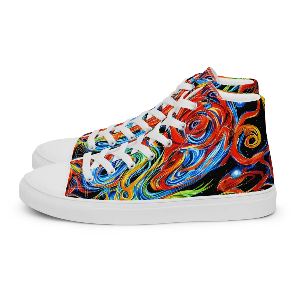 Kaleido Flux on Women's High Top Canvas Shoes — Left