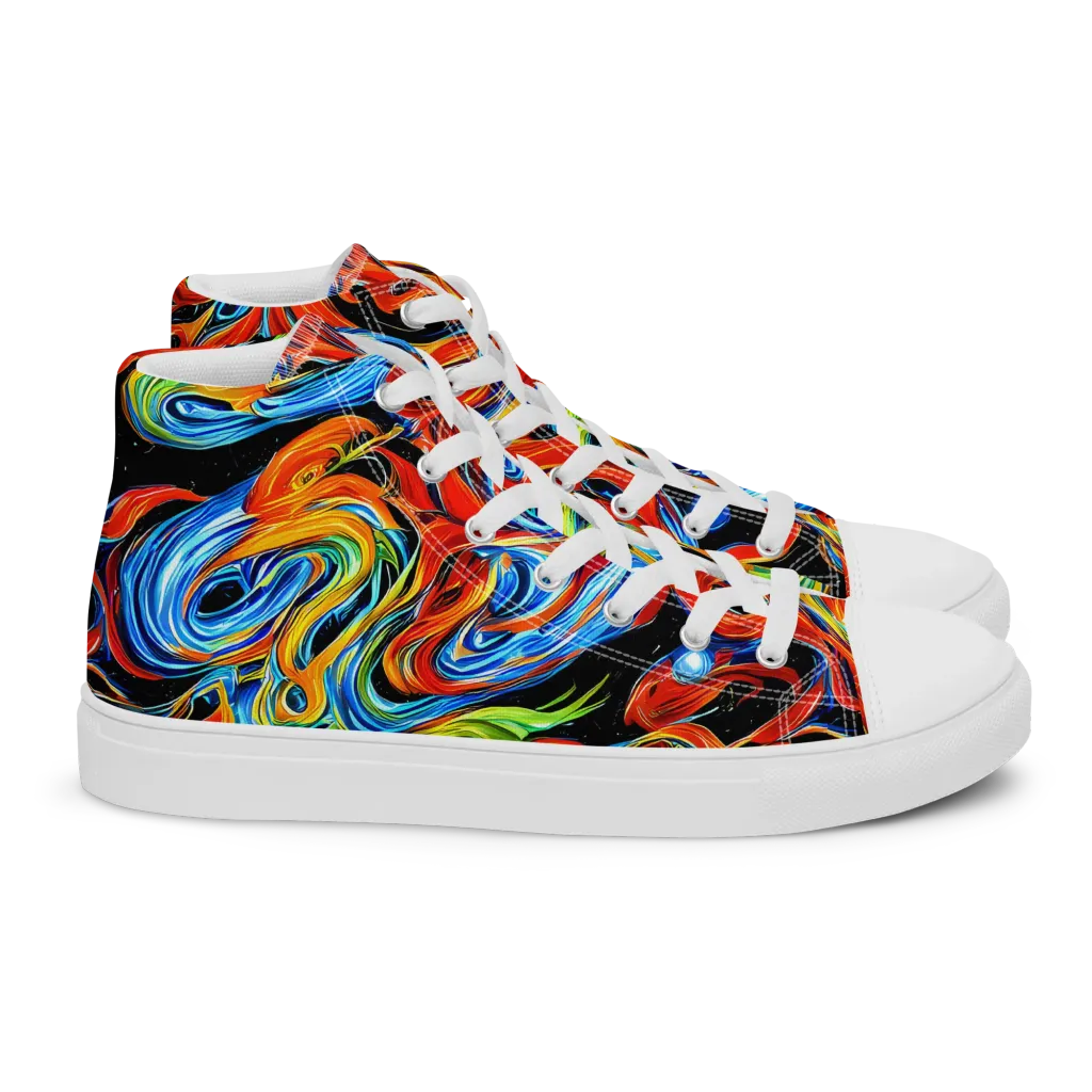 Kaleido Flux on Women's High Top Canvas Shoes — Right