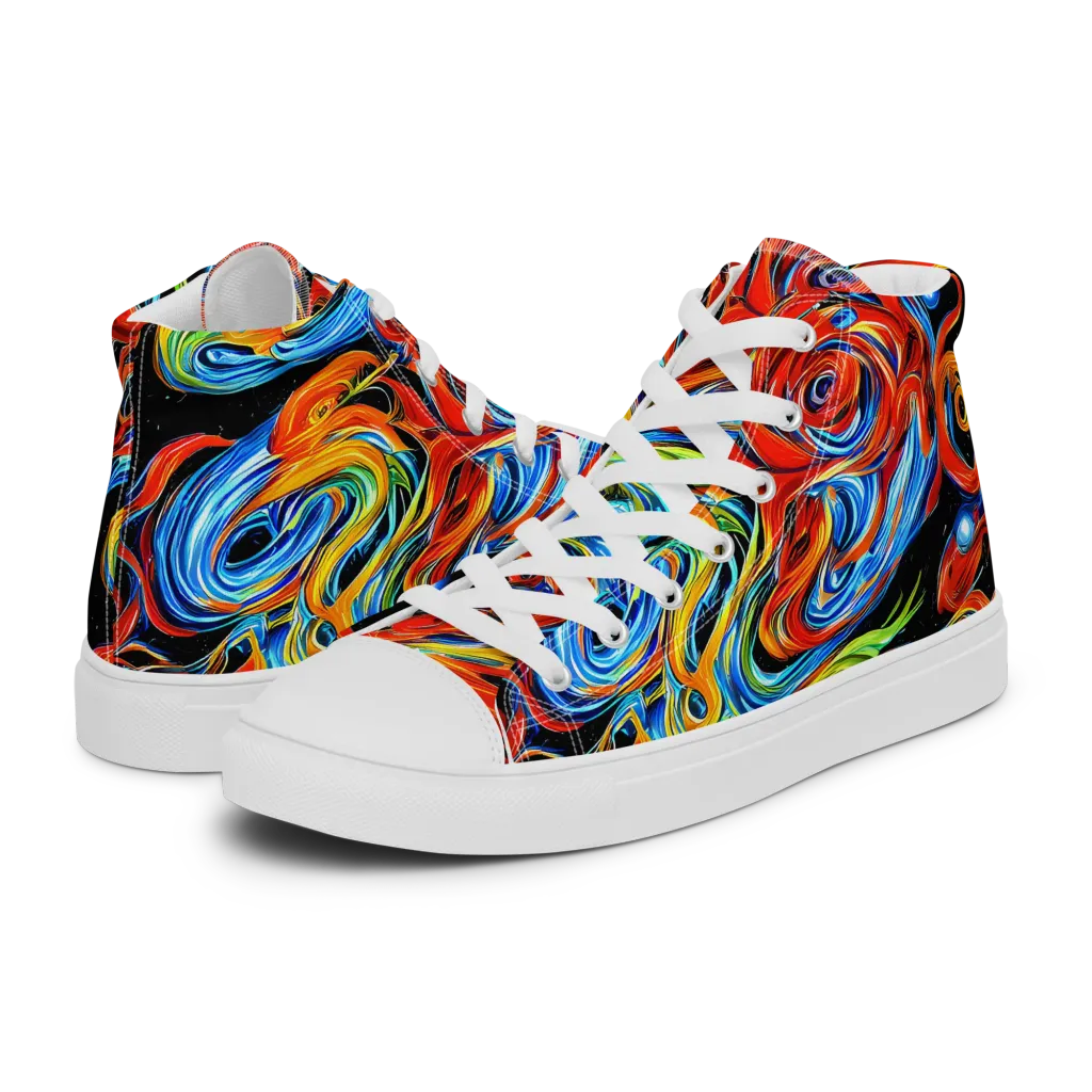 Kaleido Flux on Women's High Top Canvas Shoes — Left