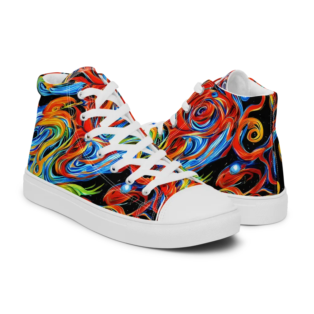 Kaleido Flux on Women's High Top Canvas Shoes — Right