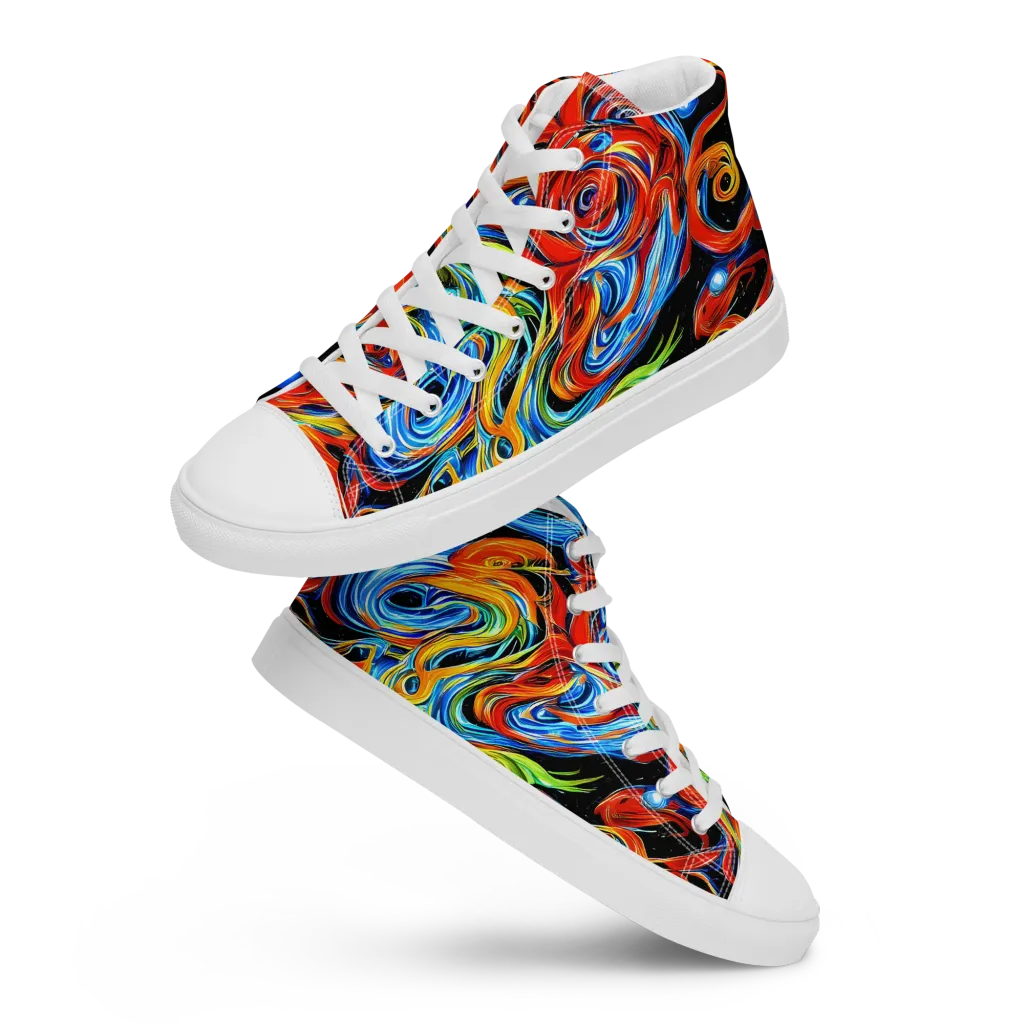 Kaleido Flux on Women's High Top Canvas Shoes — Front