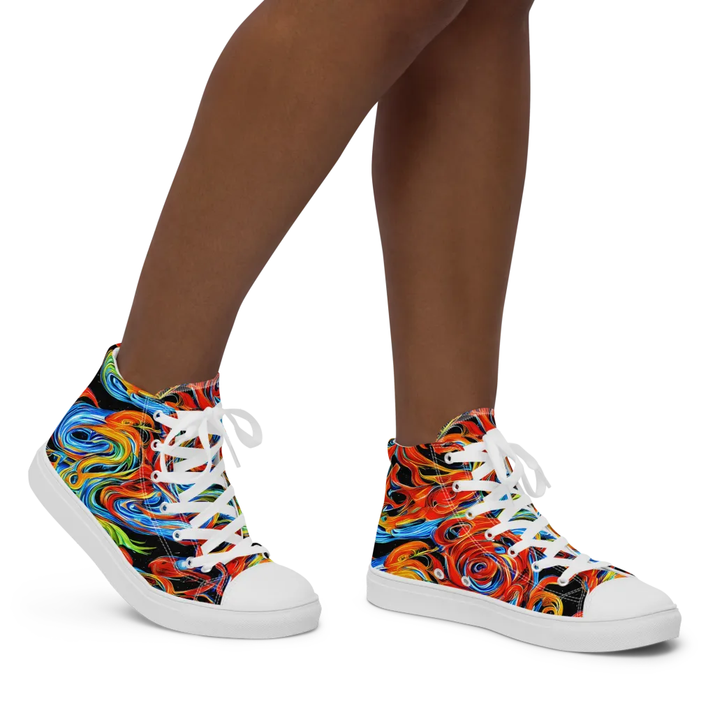 Kaleido Flux on Women's High Top Canvas Shoes — Right