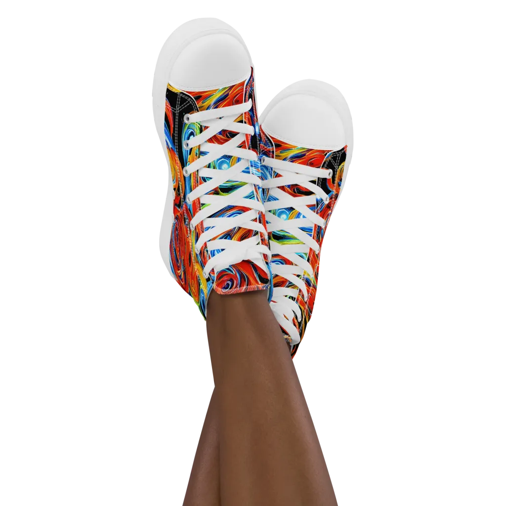 Kaleido Flux on Women's High Top Canvas Shoes — Front
