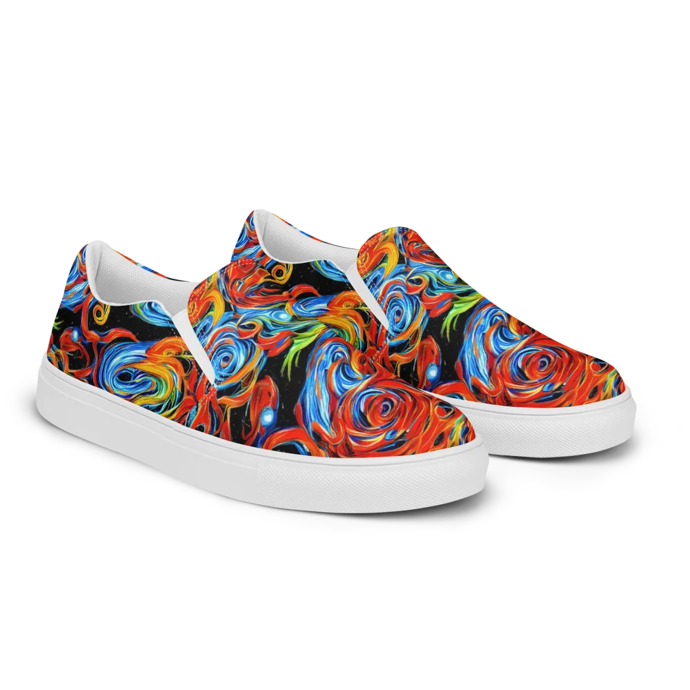 Kaleido Flux on Men's Slip-On Canvas Shoes — Right Front