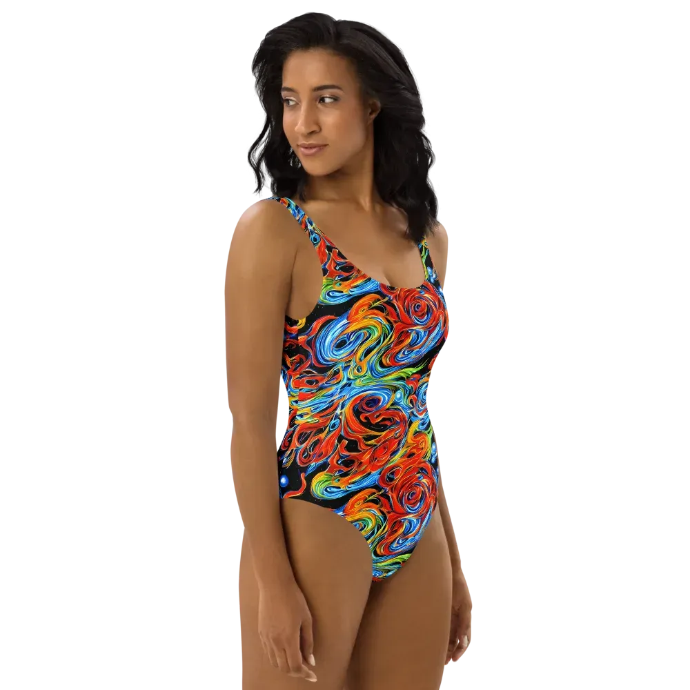 Kaleido Flux on One-Piece Swimsuit — Right