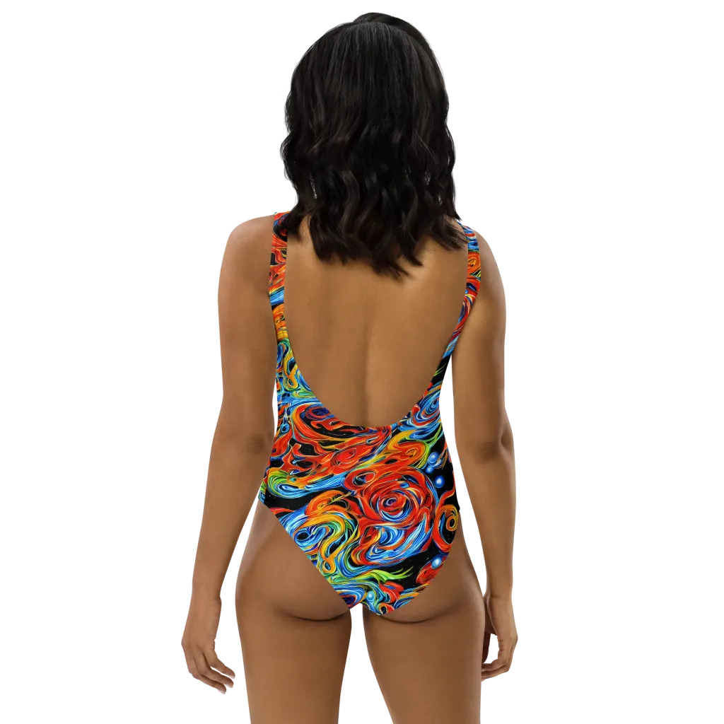 Kaleido Flux on One-Piece Swimsuit — Back