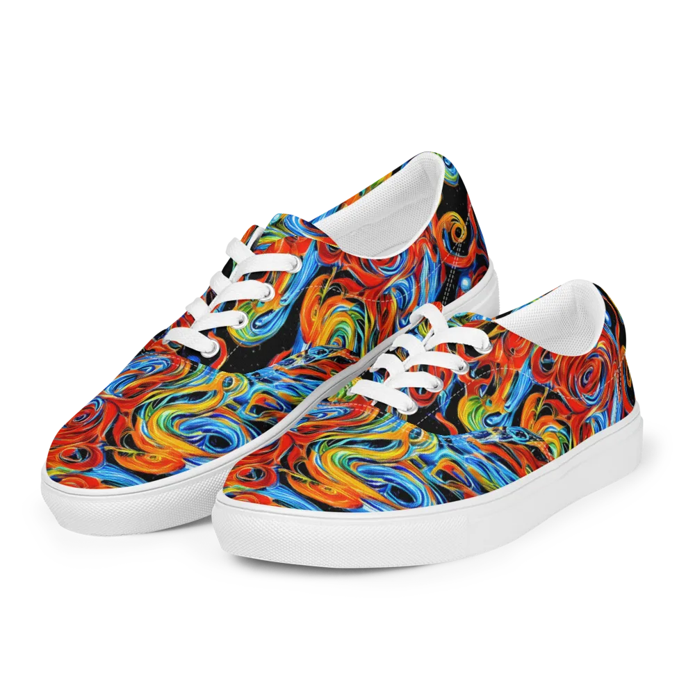 Kaleido Flux on Men's Lace-Up Canvas Shoes — Left Front