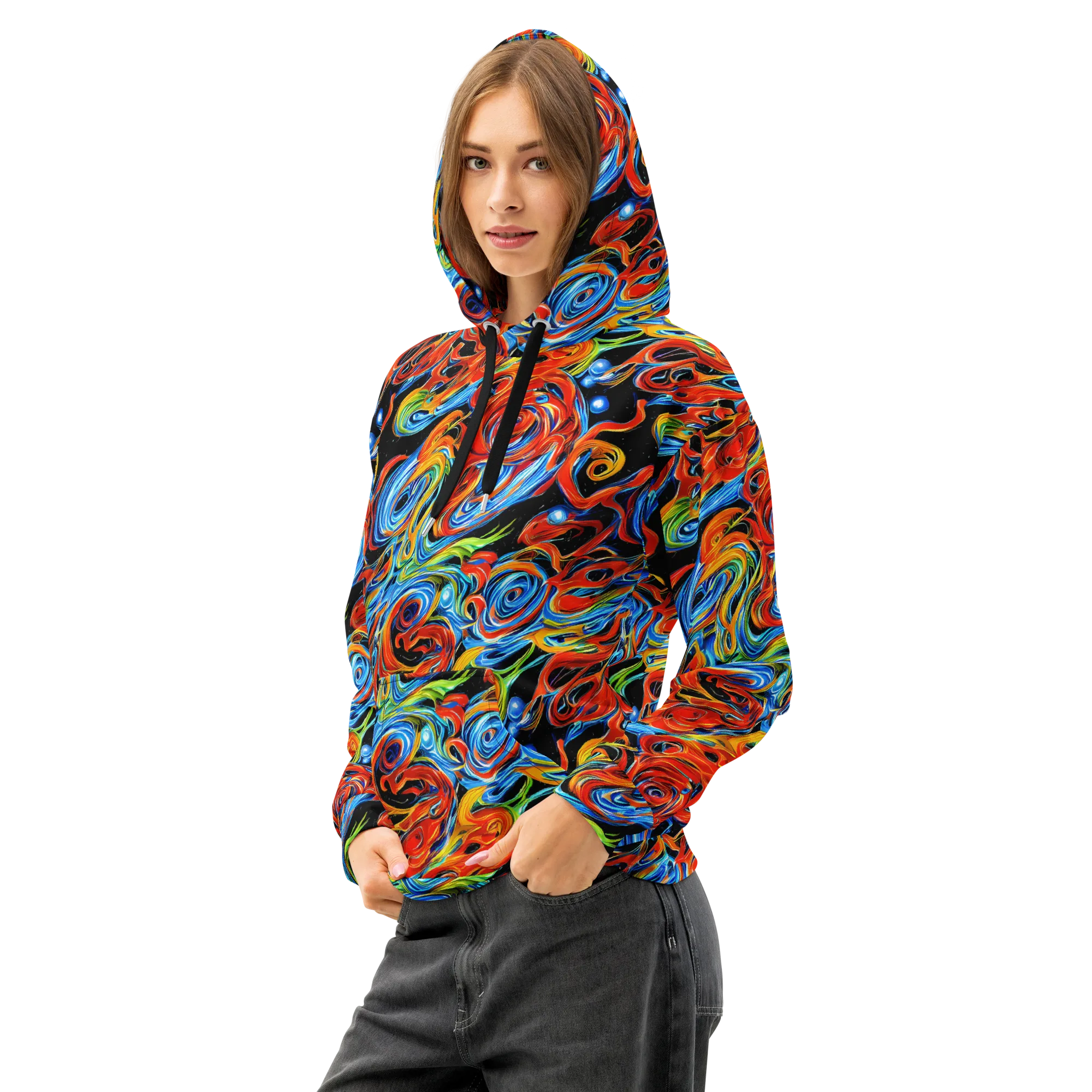 Kaleido Flux on Cotton Hoodie — Left Front