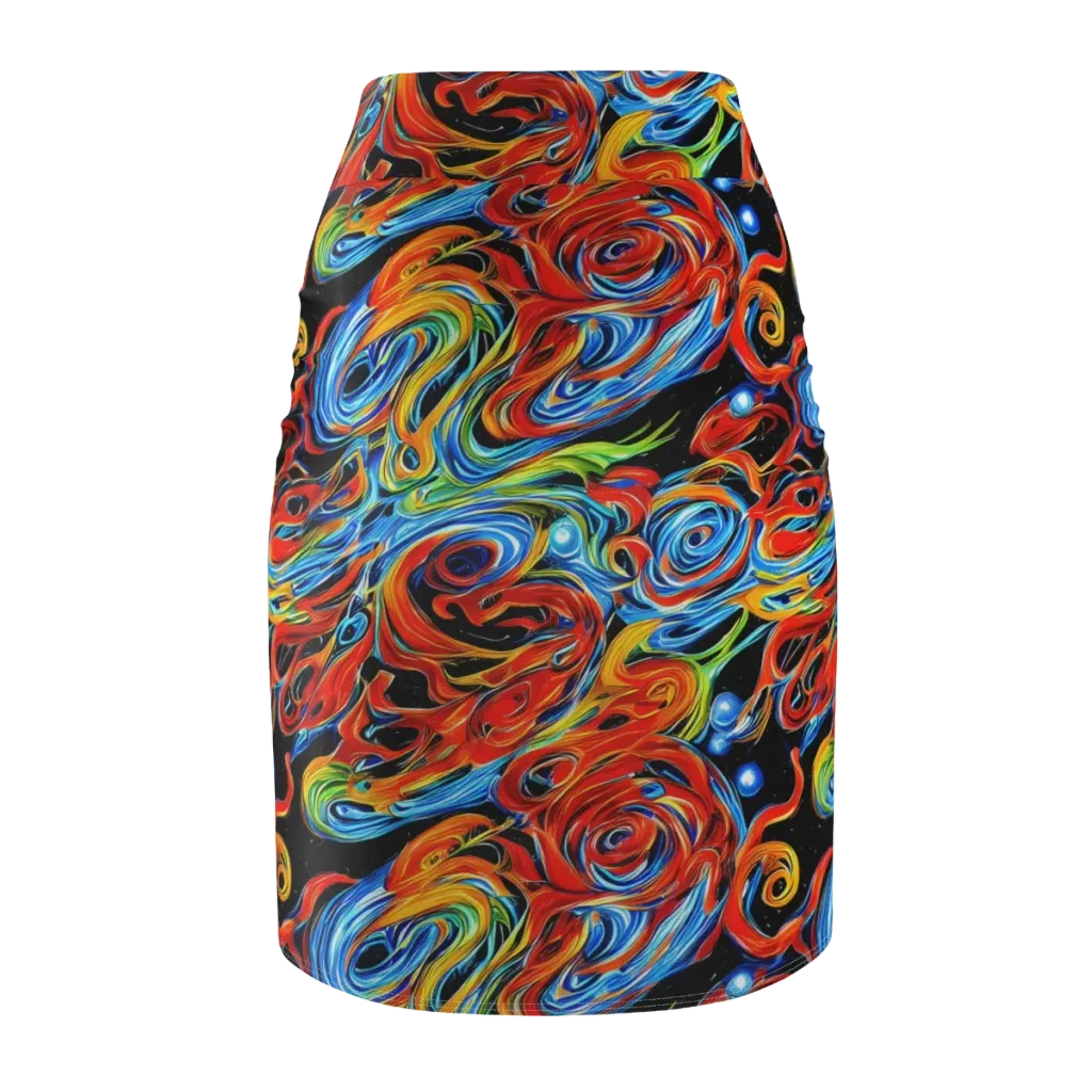 Kaleido Flux on Pencil Skirt — Back