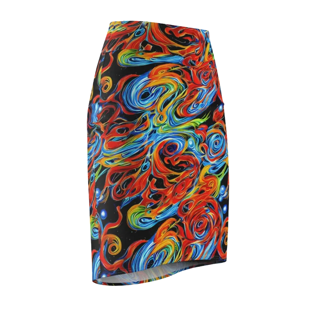 Kaleido Flux on Pencil Skirt — Front Side
