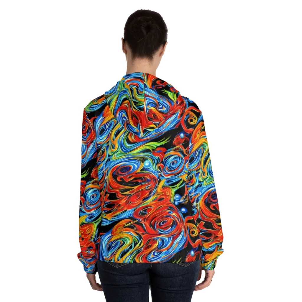 Kaleido Flux on Women's Full-Zip Hoodie — Back On Person