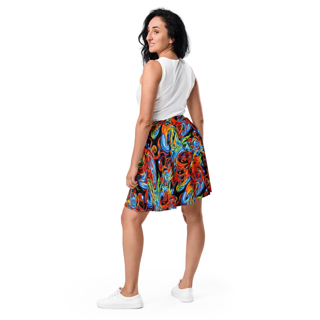 Kaleido Flux on Skater Skirt — Back