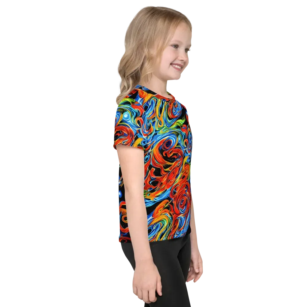 Kaleido Flux on Kids Crew Neck T-Shirt — Right
