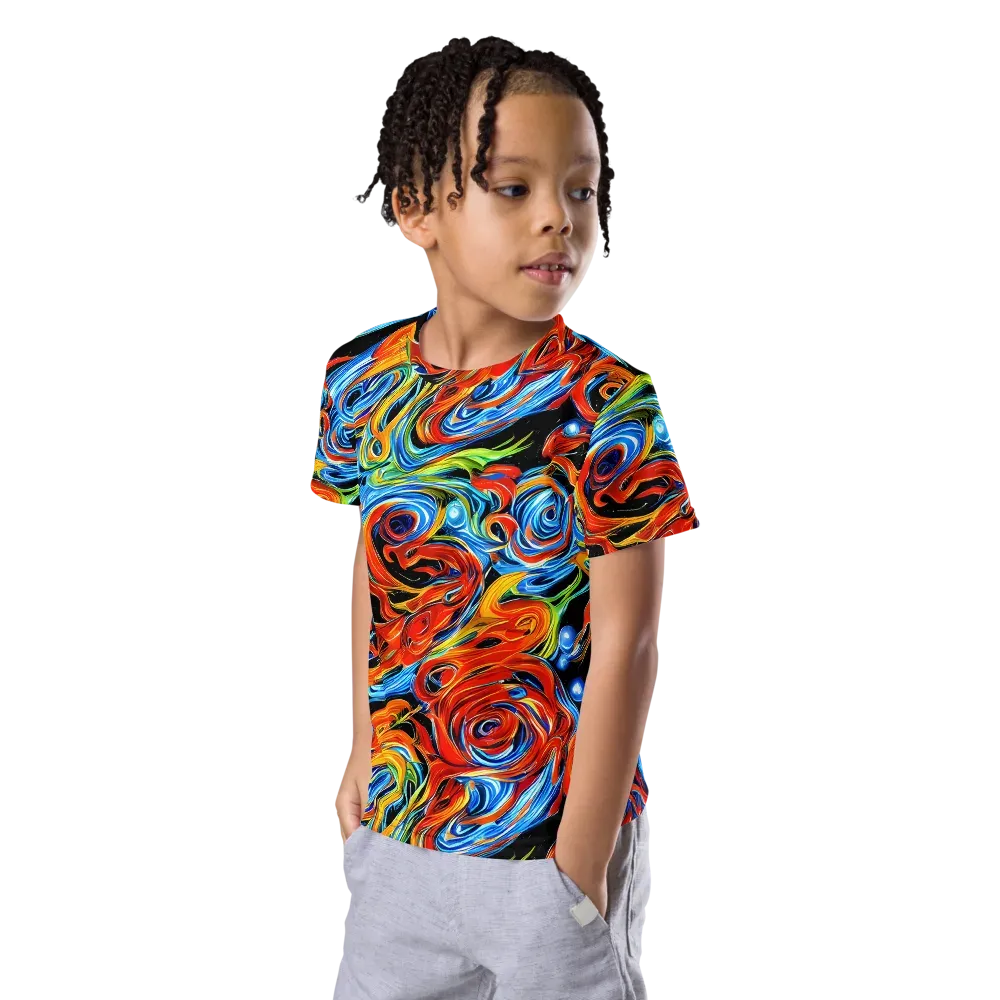 Kaleido Flux on Kids Crew Neck T-Shirt — Left Front