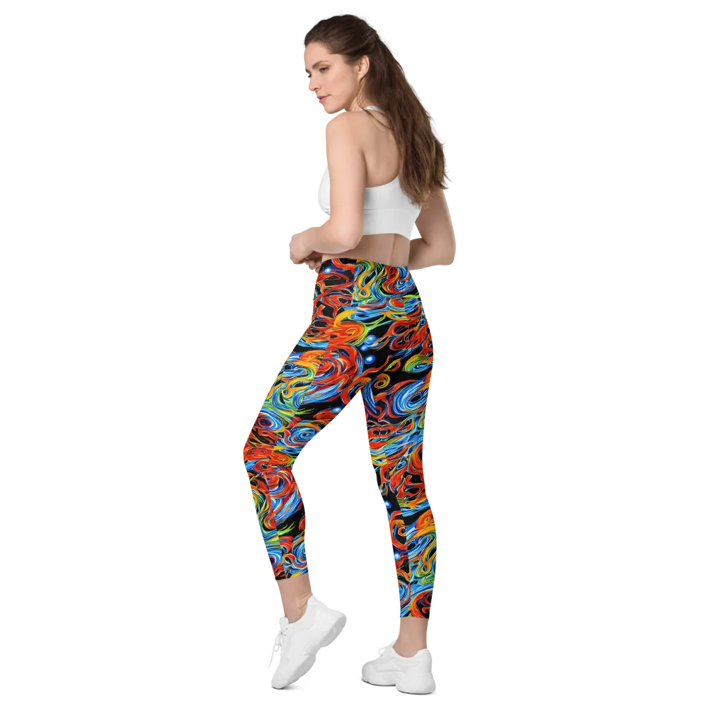 Kaleido Flux on Leggings with Pockets — Left Back