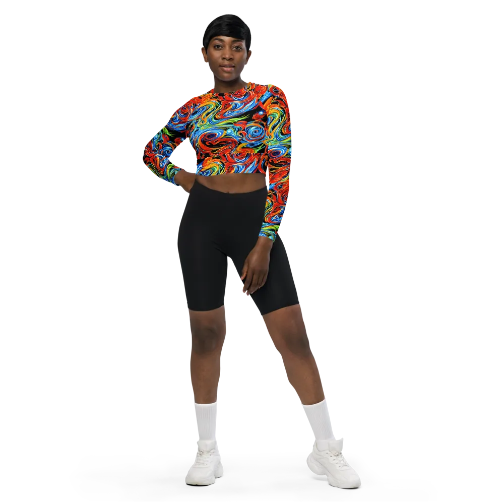 Kaleido Flux on Long Sleeve Crop Top — Front