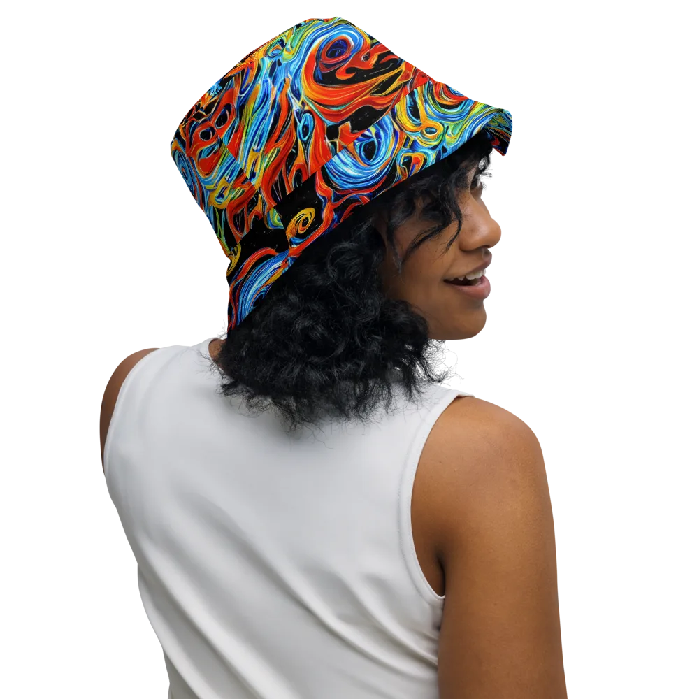 Kaleido Flux on Reversible Bucket Hat — Right Outside