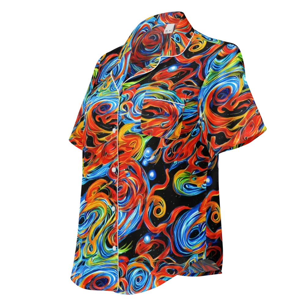 Kaleido Flux on Women's Short Sleeve Pajama Top — Left Front