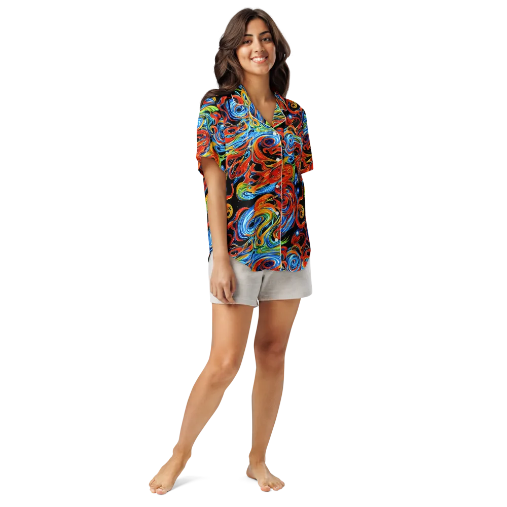Kaleido Flux on Women's Short Sleeve Pajama Top — Front